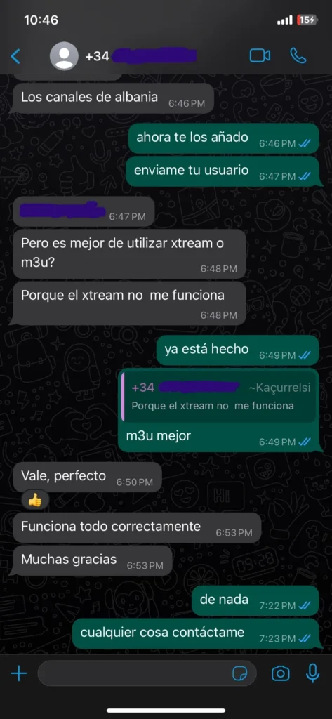 Reseñas de WhatsApp sobre IPTV Euro - Opiniones reales de clientes