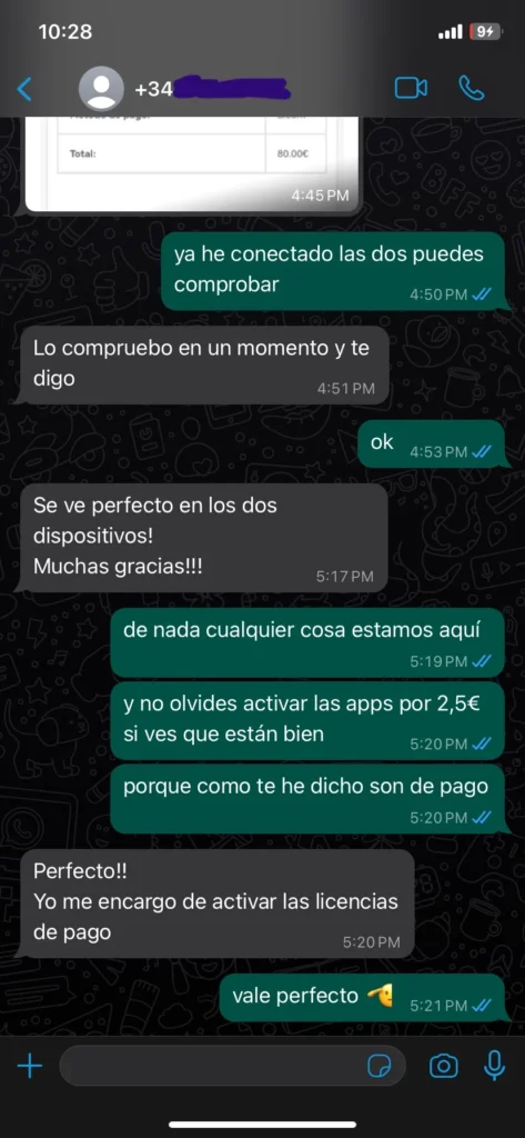 Reseñas de WhatsApp sobre IPTV Euro - Opiniones reales de clientes