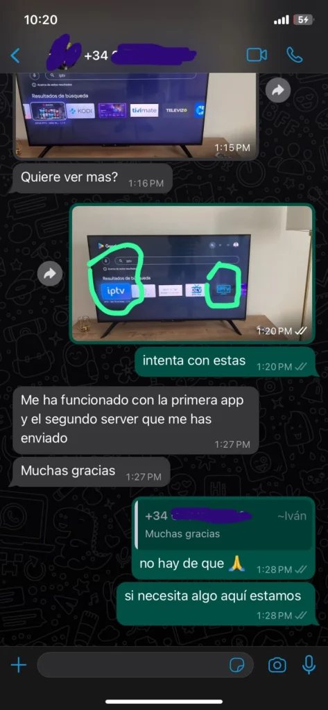 Reseñas de WhatsApp sobre IPTV Euro - Opiniones reales de clientes